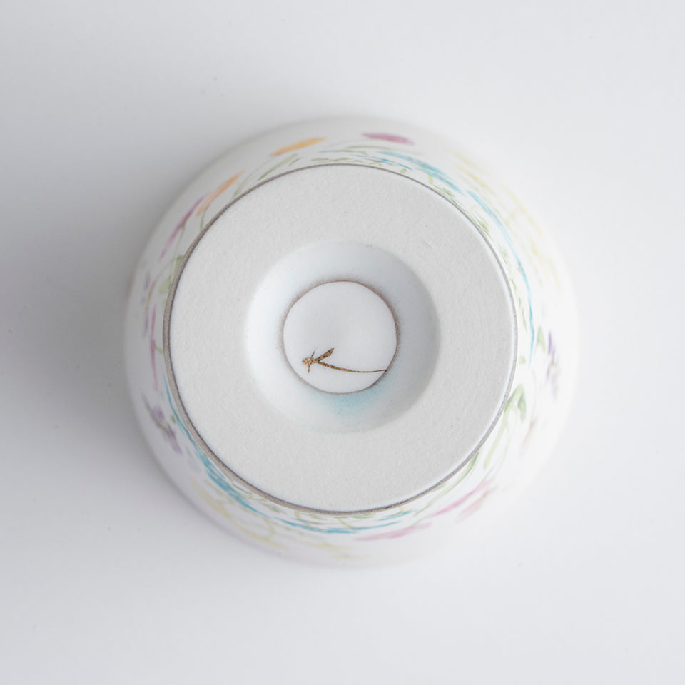 【矢田久美子】色絵草花づくし高足杯