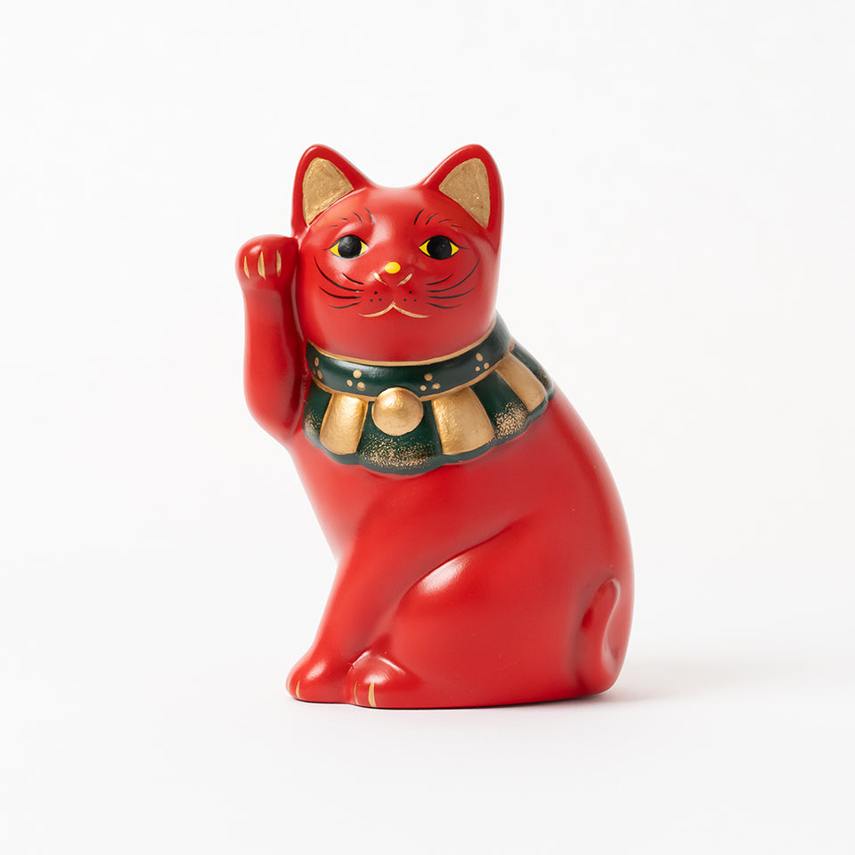 中外陶園 招き猫 横座 赤 右手 4号 [6574]｜Discover Japan 公式