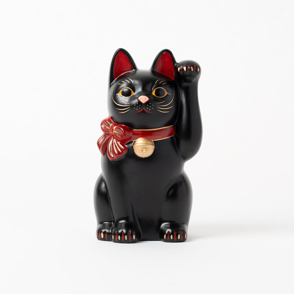 ［福寿]黒招き猫 33cm(商売繁盛・人寄せ)左手 福寿]黒招き猫 33cm(商売繁盛・人寄せ)左手