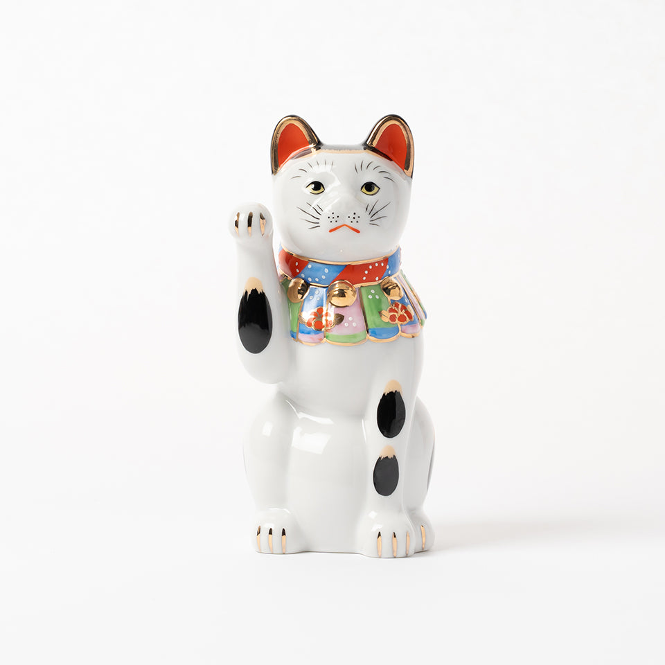 中外陶園 招き猫 古瀬戸型 牡丹 右手 5号 [6596]｜Discover Japan 公式