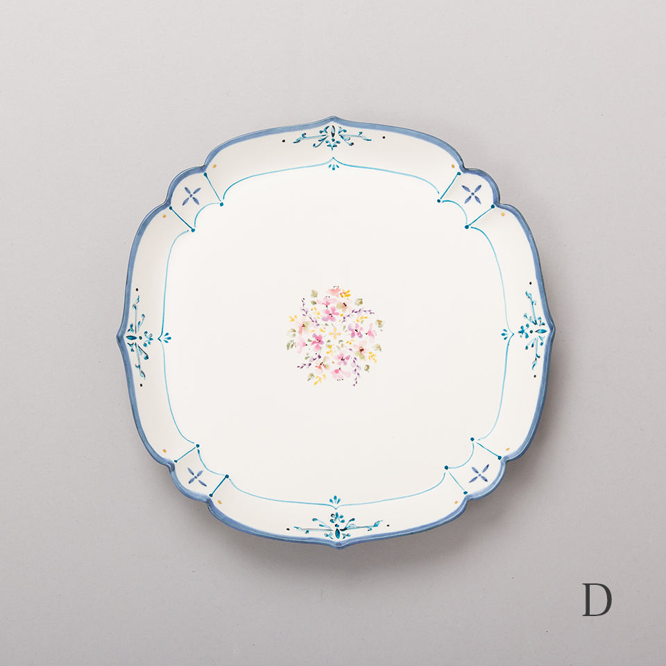 【矢田久美子】染錦花束と蝶のデザート皿