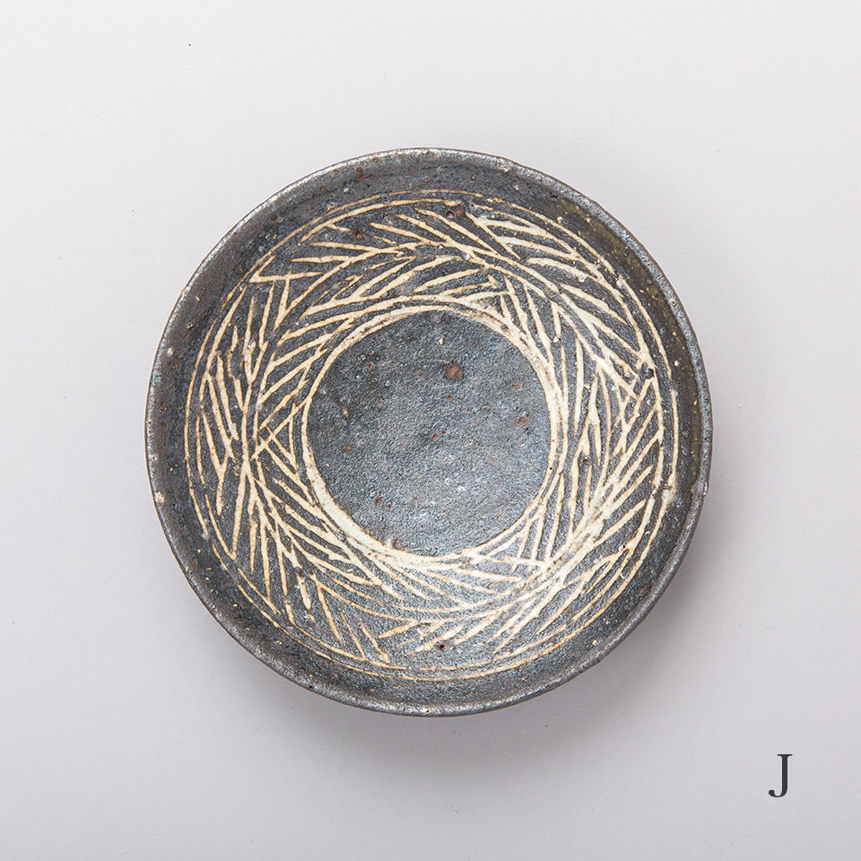 【八田亨】黒三島5寸皿