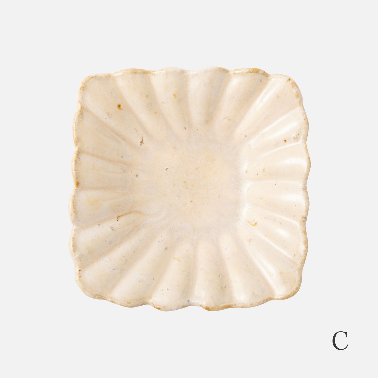 【荒川真吾】白釉輪花角小皿3.5寸