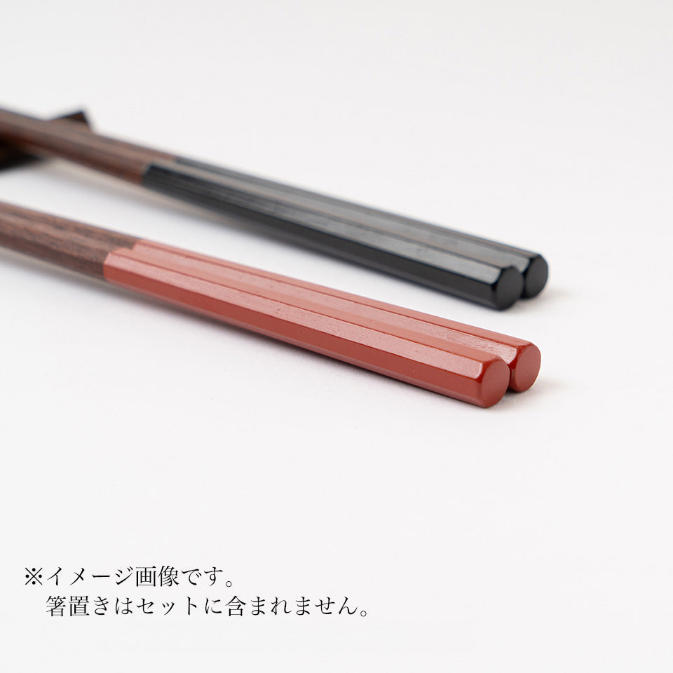 大黒屋 八角削り箸 上塗り 鉄木（大・中 各1膳）セット [送料無料
