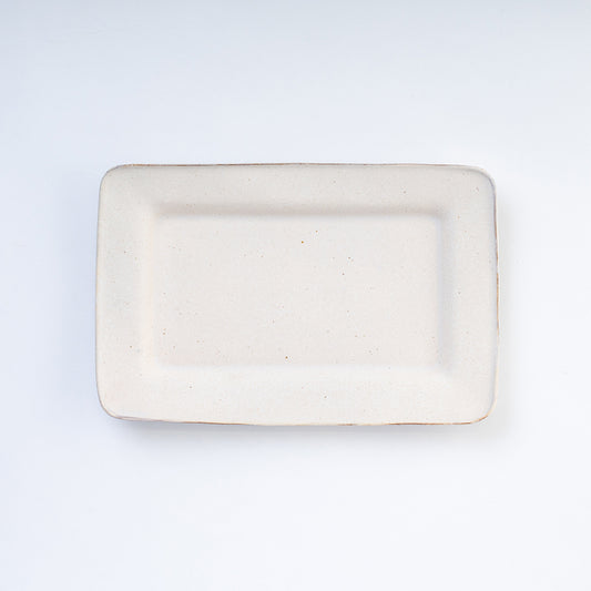 【アセビマコト】リム長方形皿 白マット [26]