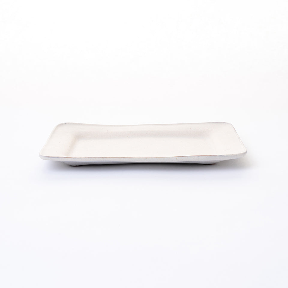 【アセビマコト】リム長方形皿 白マット [28]