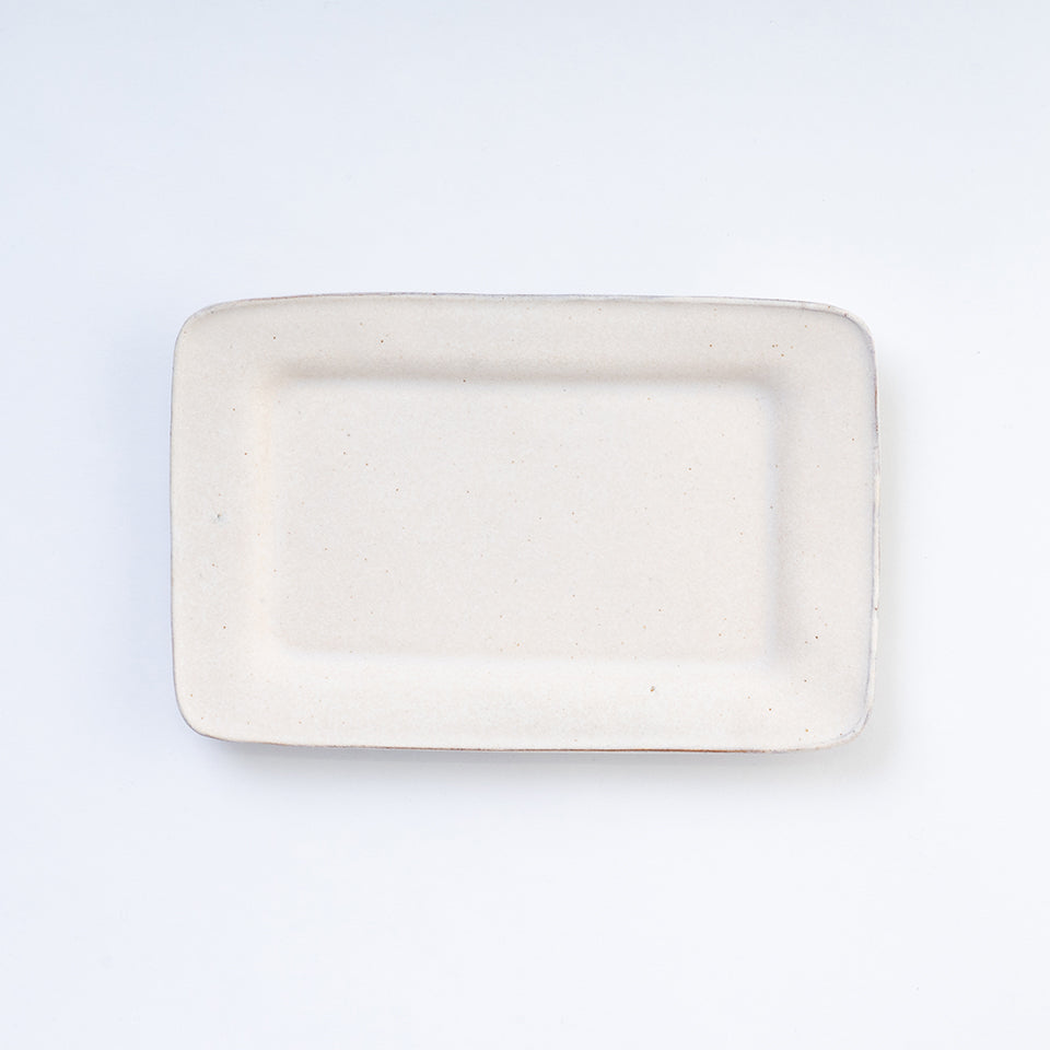 【アセビマコト】リム長方形皿 白マット [28]