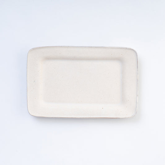 【アセビマコト】リム長方形皿 白マット [28]