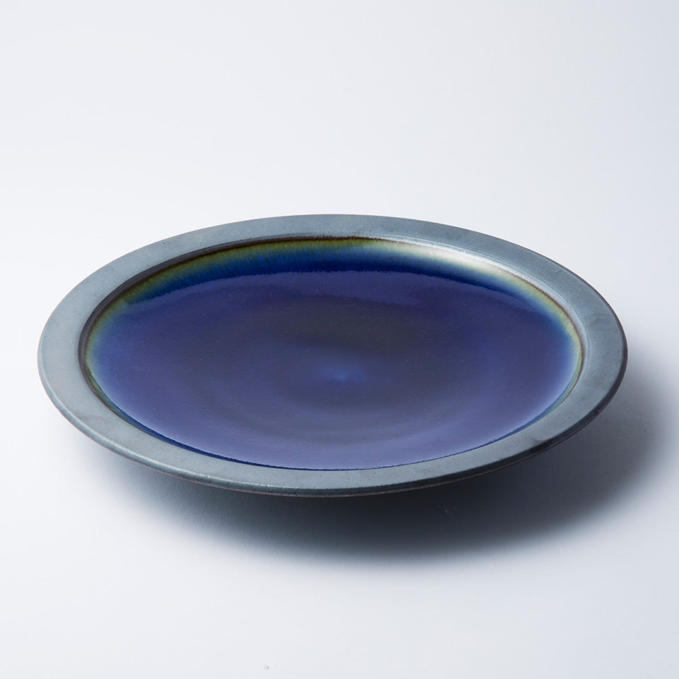 【出西窯】縁鉄砂呉須釉皿 尺1寸 [7]