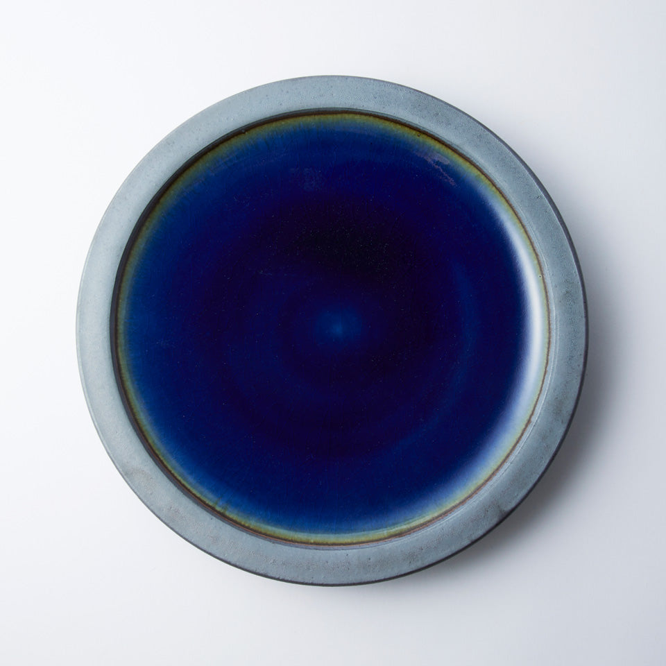 【出西窯】縁鉄砂呉須釉皿 尺1寸 [7]