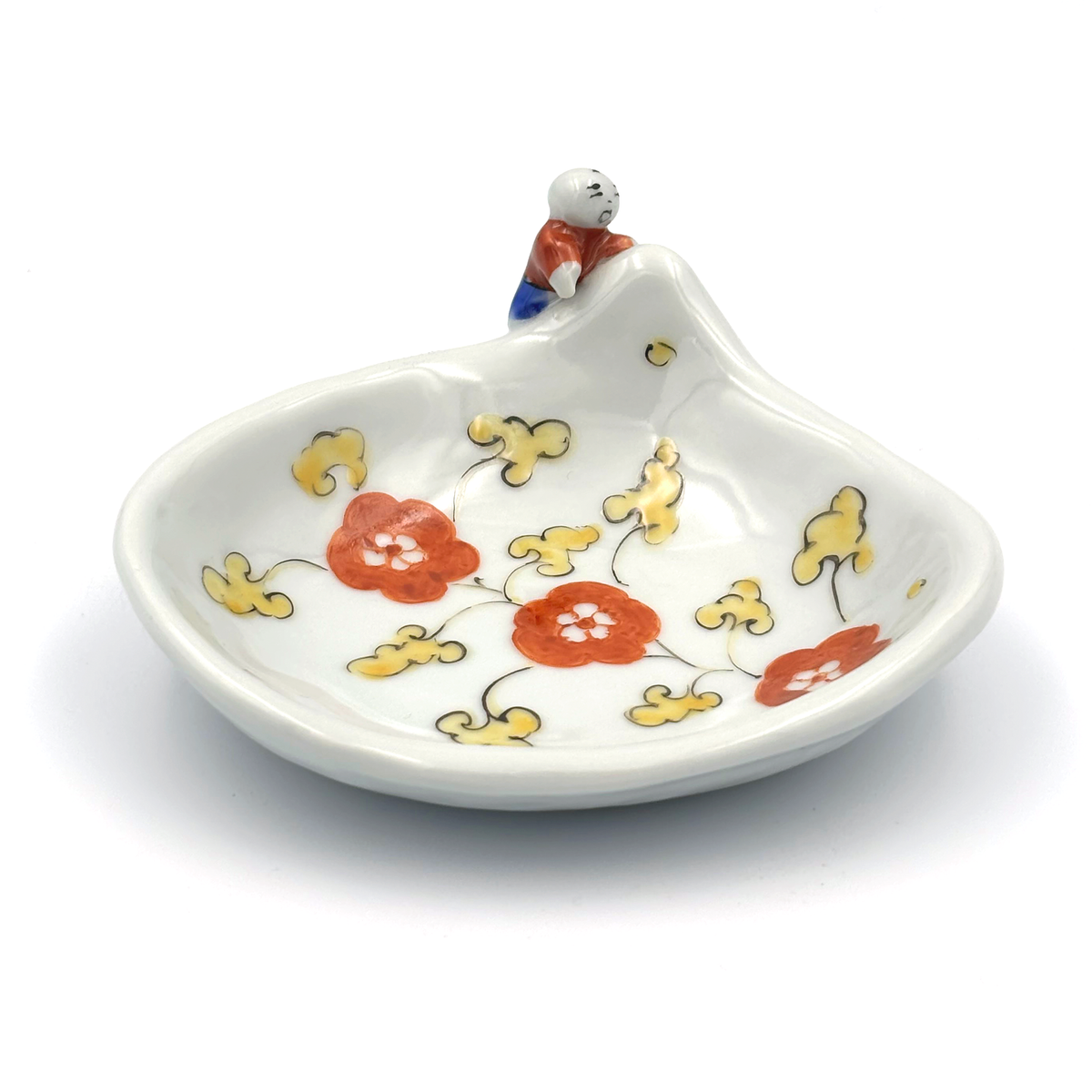【新道工房】色絵餅食い唐子皿 (中) [4]