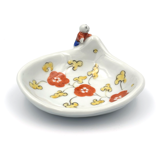 【新道工房】色絵餅食い唐子皿 (中) [4]