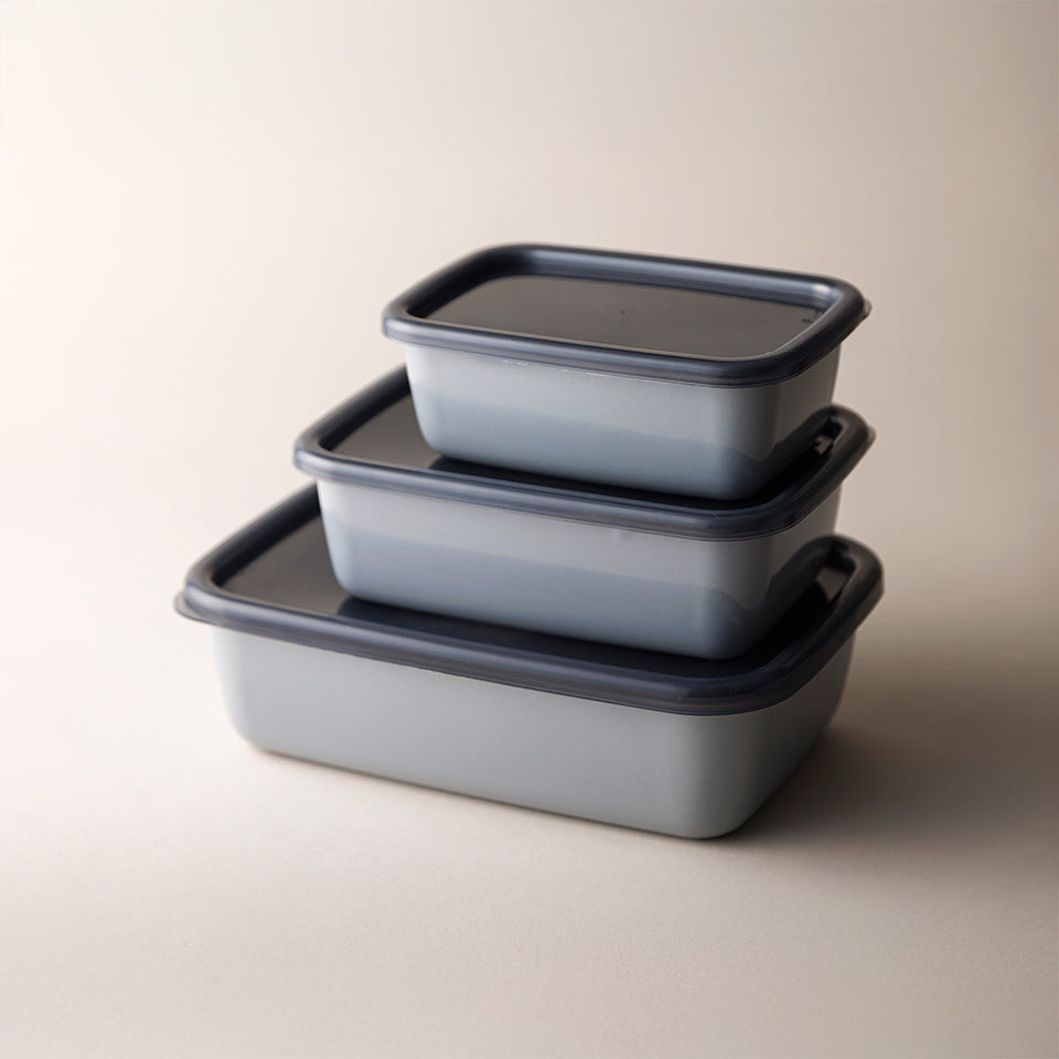 野田琺瑯 +Gray レクタングル深型Mシール蓋付き [GRF-M