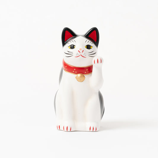 【中外陶園】招き猫 瀬戸型 ブチ 左手 3号 [6551]