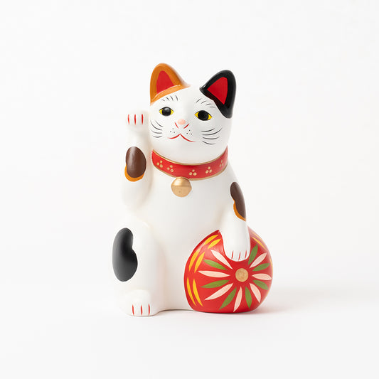 【中外陶園】招き猫 鞠持ち ミケ 右手 5号 [6579]