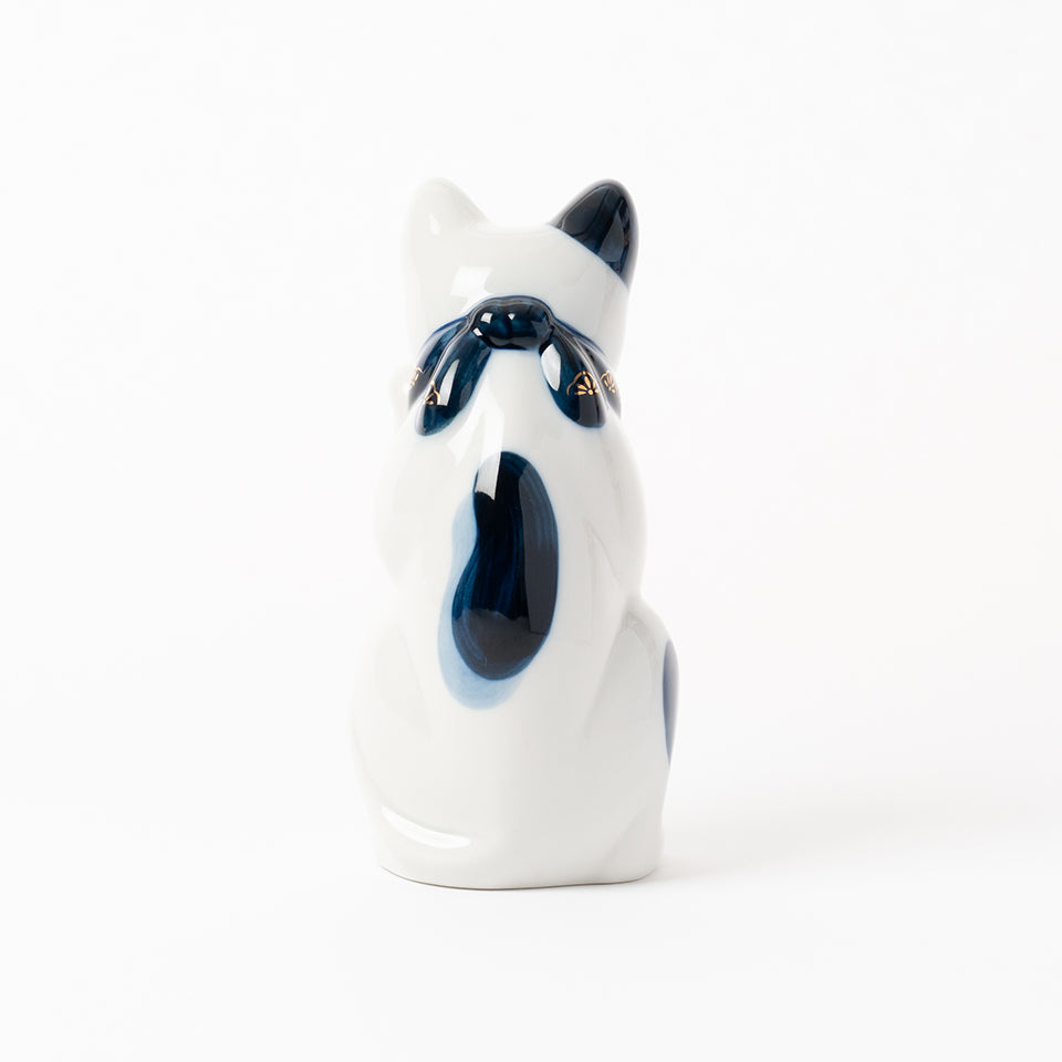 瀬戸焼　招き猫　ネイビー　ブチ　5号　2個セット　箱無し Amazon.co.jp: 瀬戸焼 うちの招き猫(ぶち) 14.5㎝ 日本製 左手
