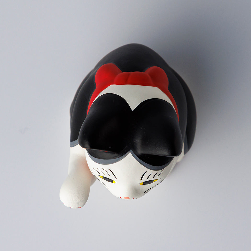 【中外陶園】招き猫 瀬戸型 ブチ 右手 3号 [6550]