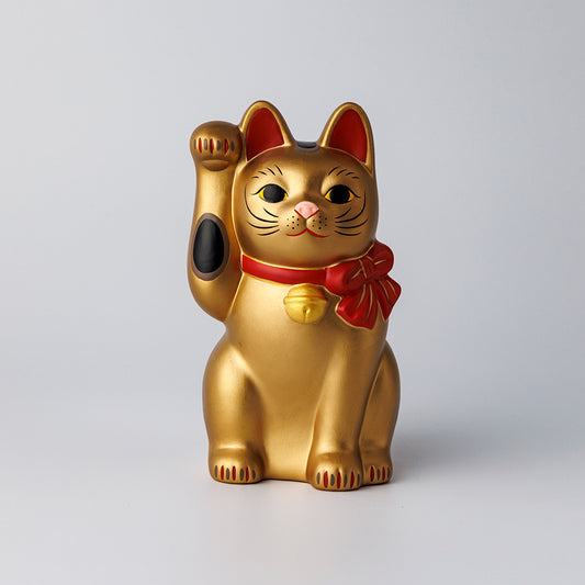 【中外陶園】招き猫 福結 金 右手 5号 [6644]