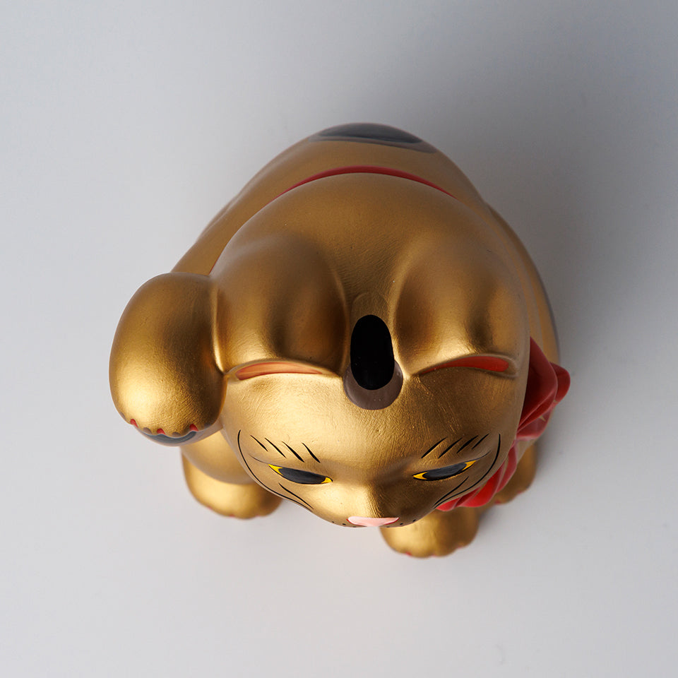 【中外陶園】招き猫 福結 金 右手 5号 [6644]