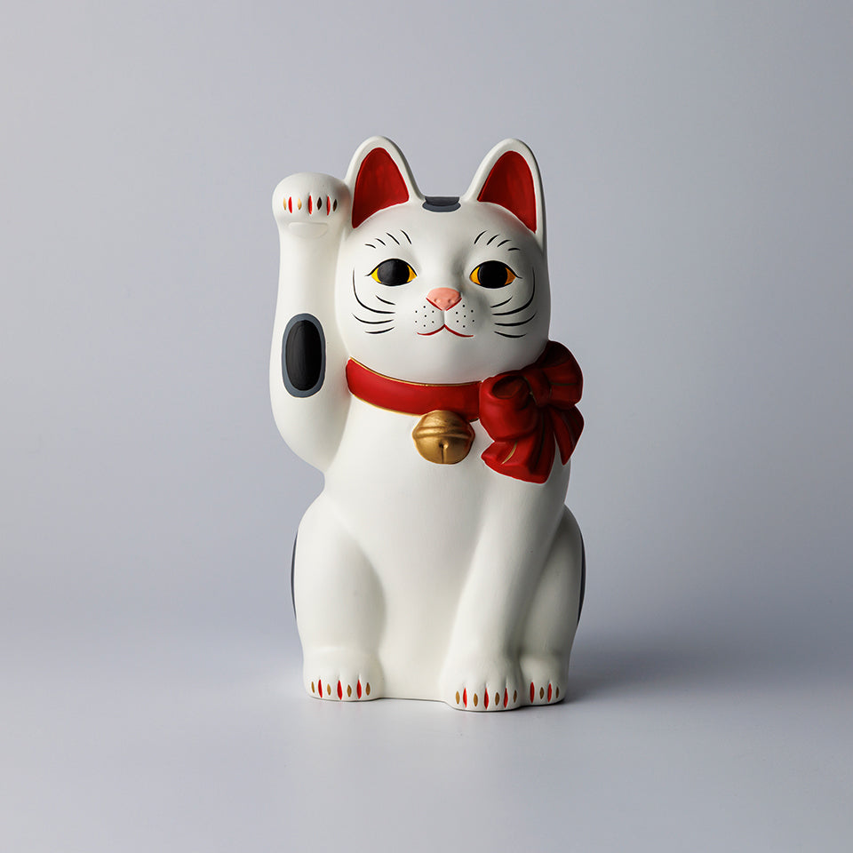 【中外陶園】招き猫 福結 白 右手 7号 [6646]