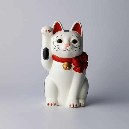 【中外陶園】招き猫 福結 白 右手 7号 [6646]