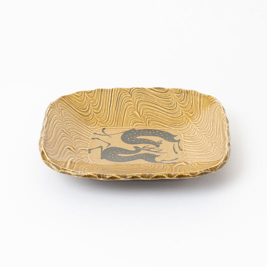 【福島晋平】絵付ハケメ高台皿 [56]