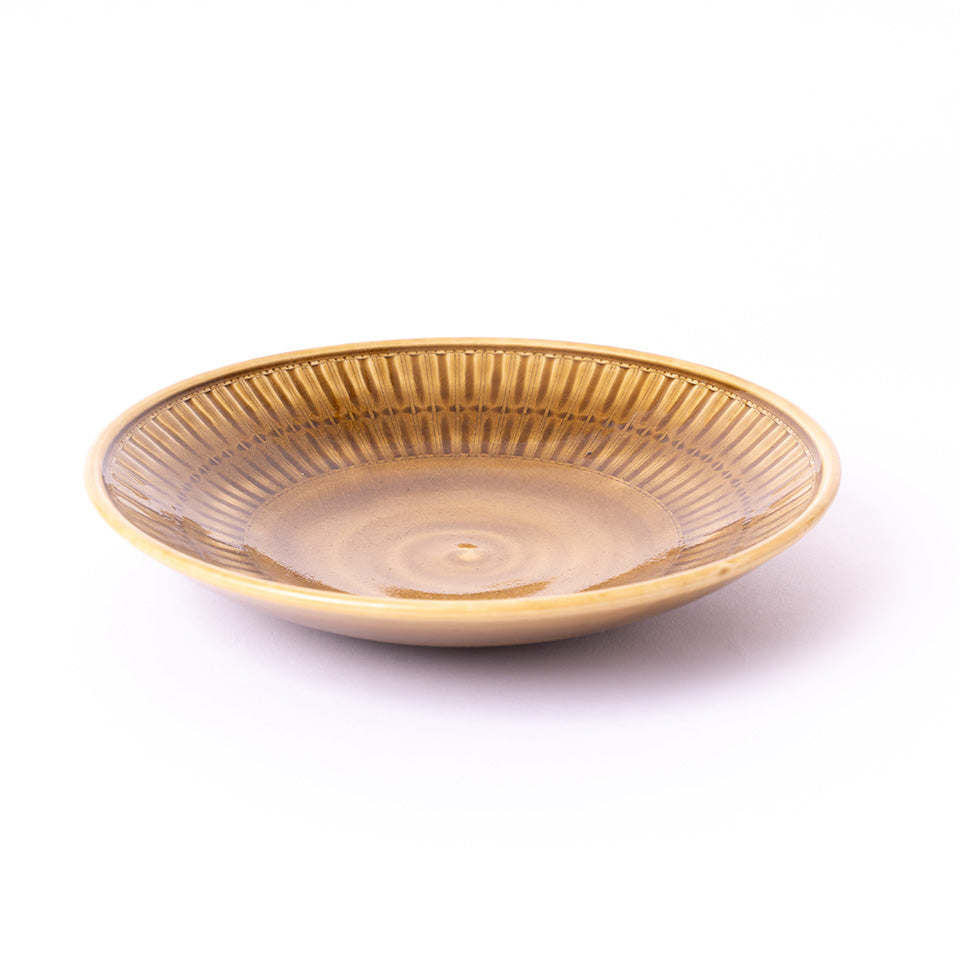 【増渕篤宥】レトロン 深皿 (黄釉8号) [9]