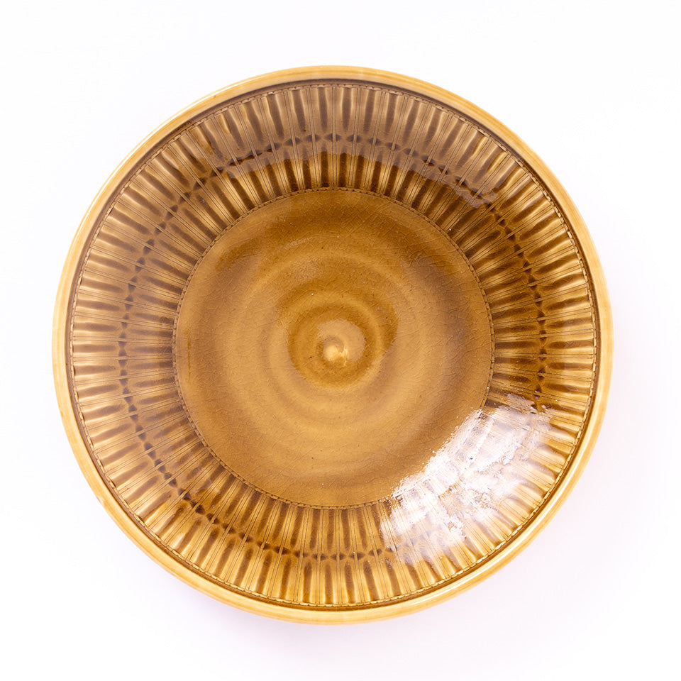 【増渕篤宥】レトロン 深皿 (黄釉8号) [9]