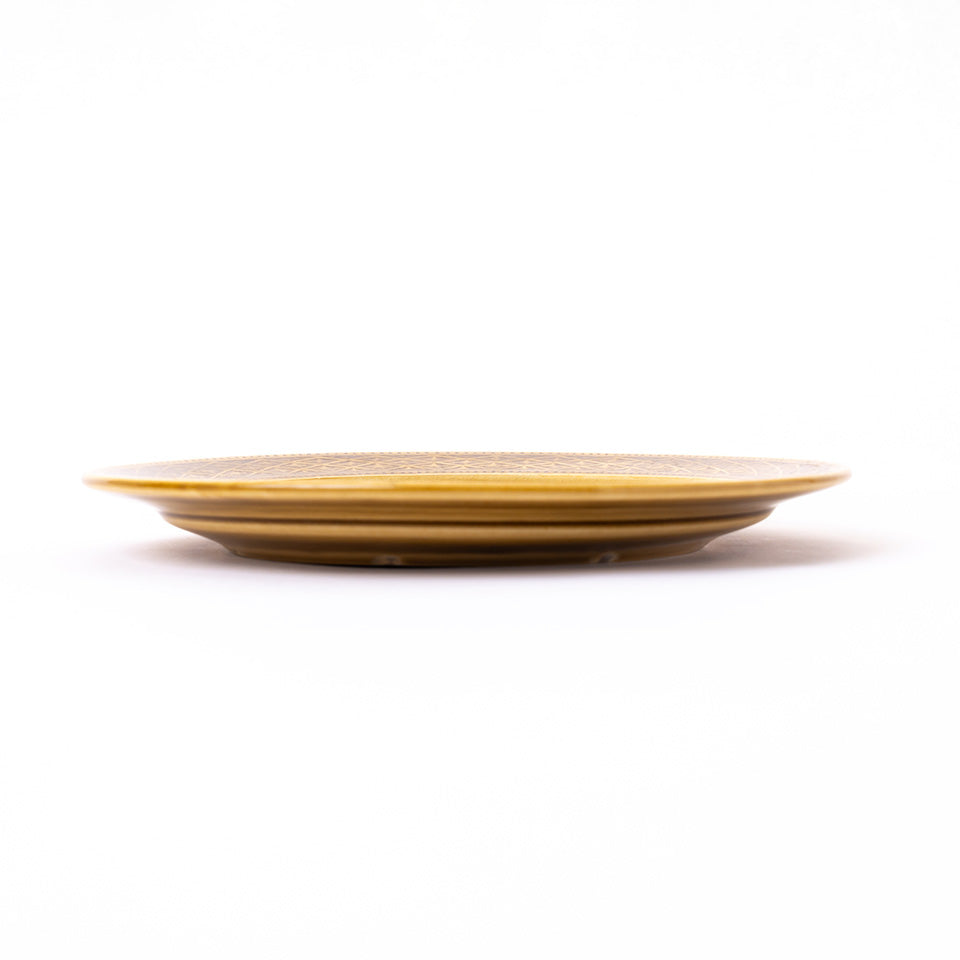 【増渕篤宥】青釉釉象嵌 リンカ皿 (大) [10]