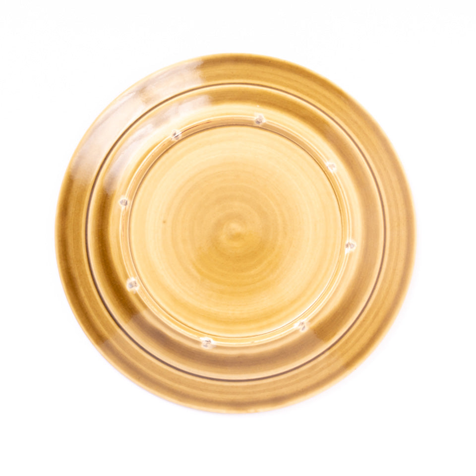 【増渕篤宥】青釉釉象嵌 リンカ皿 (大) [10]