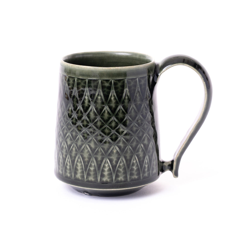 【増渕篤宥】青釉釉象嵌 マグカップ [11]