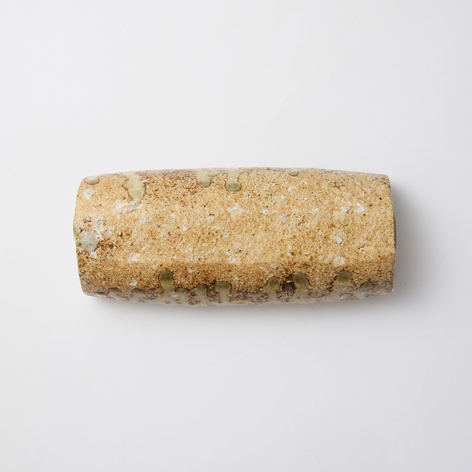 【安達 健】淡緑灰釉 六寸新舟形向付 [1]