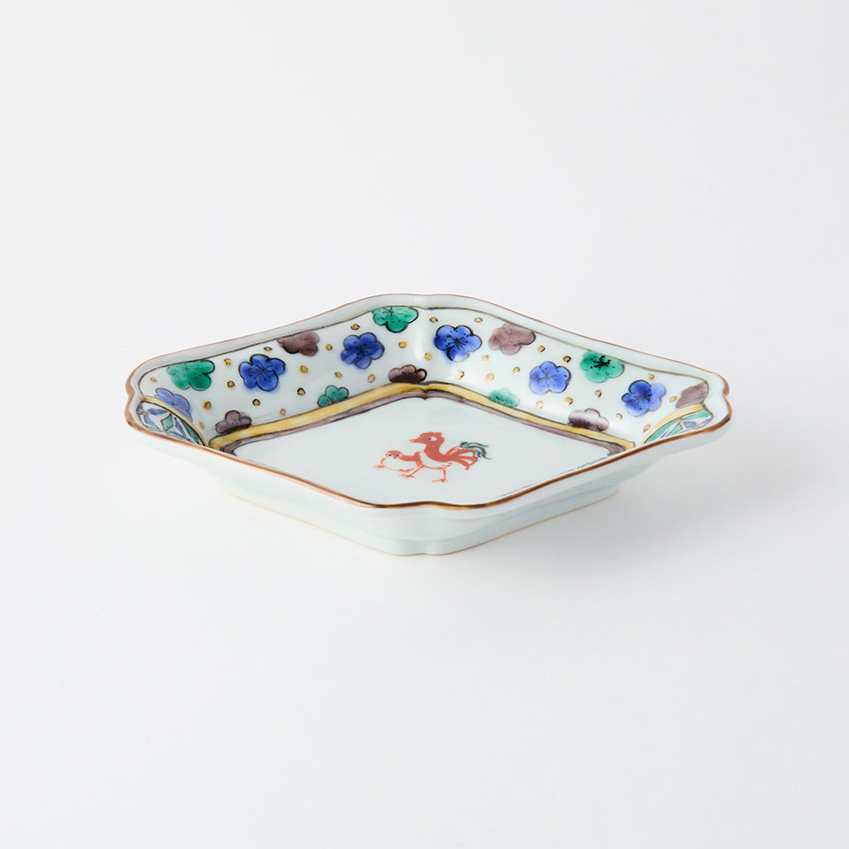 新道工房 色絵双鶏図隅入菱形向付 [26]｜Discover Japan 公式