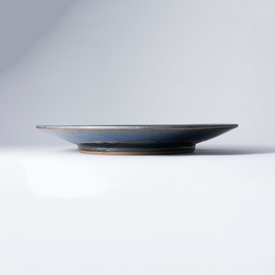 【出西窯】縁鉄砂呉須釉皿 尺1寸 [7]