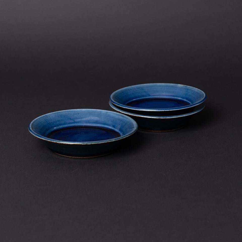 【出西窯】縁付平皿 5寸 呉須 [22]