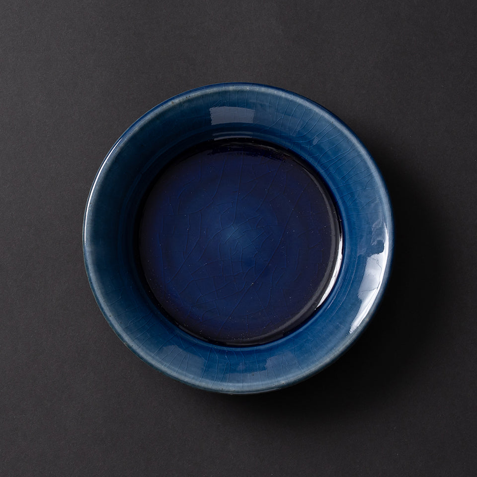 【出西窯】縁付平皿 5寸 呉須 [22]