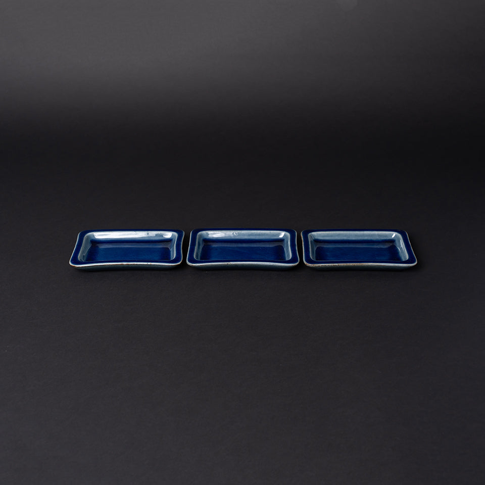 【出西窯】隅丸長角皿 鋳込 呉須 [28]