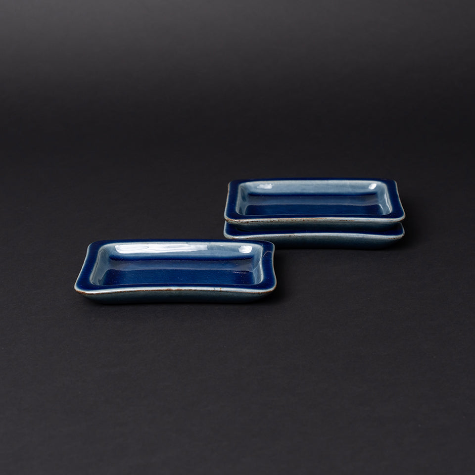 【出西窯】隅丸長角皿 鋳込 呉須 [28]