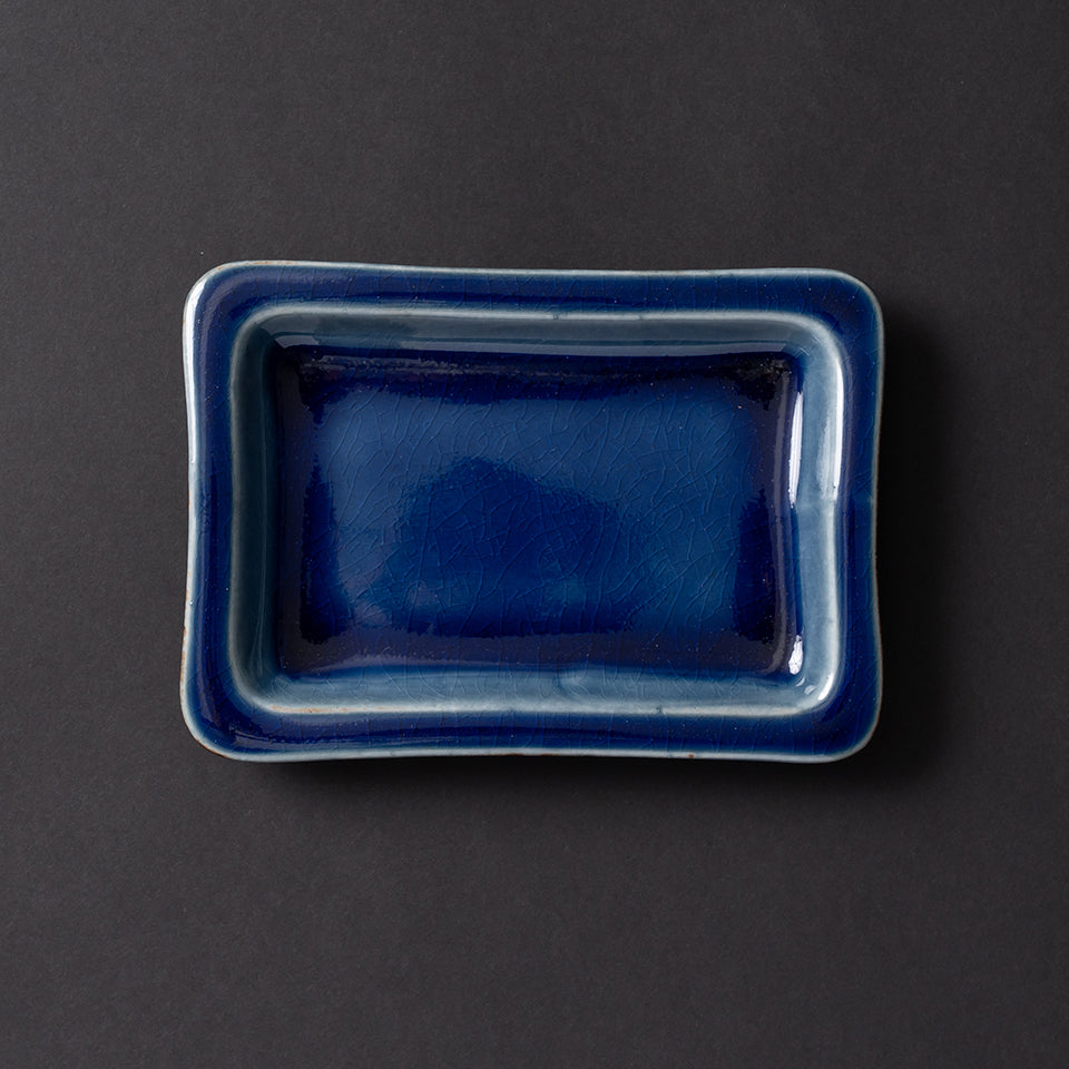 【出西窯】隅丸長角皿 鋳込 呉須 [28]