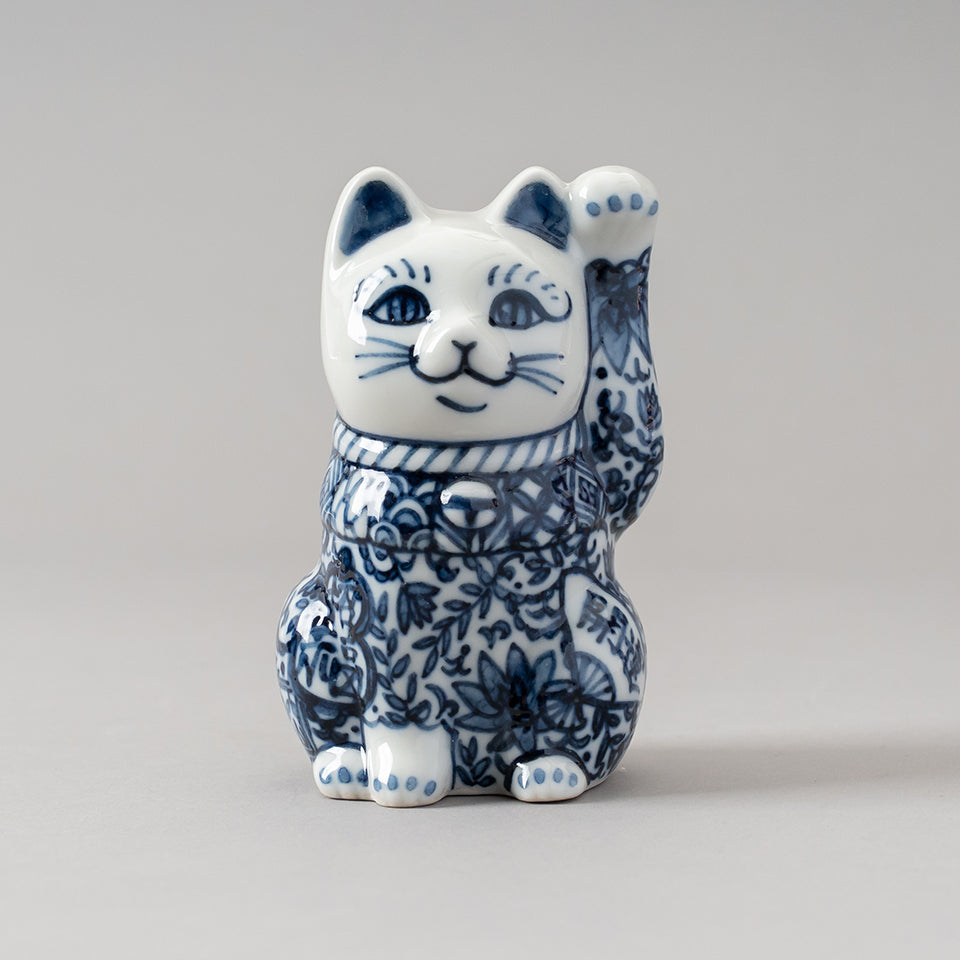 【SUIYO】三寸招き猫 蓮唐草 穴山文香作 [S-76]